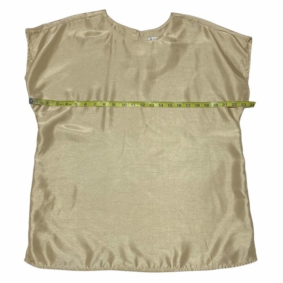 MAGGIE Sweet Champagne Colored Short Sleeve Satin Pajama Top & Bottom Set - Picture 6 of 13